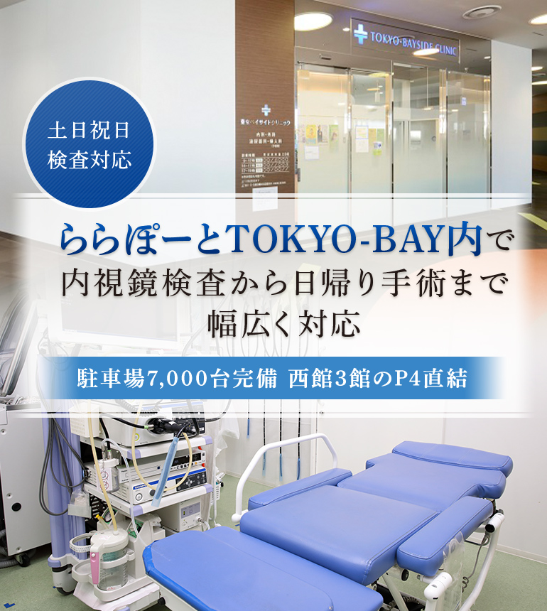 千葉の船橋市南船橋駅で無痛胃カメラ 無痛大腸カメラなら内視鏡検査機関の東京ベイサイドクリニック